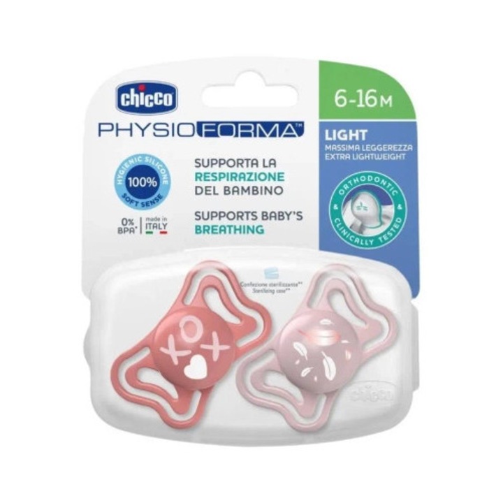 Suzete Chicco PhysioForma Light, silicon, ergonomic, 6-16 luni