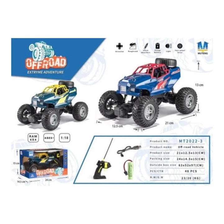 Ciuciubabka Távirányítós Autó, 4x4, akkumulátorral és töltővel, pótkerékkel