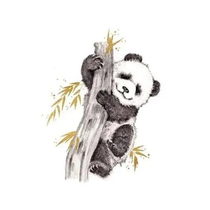 Felicitare Clear Creations, kwadrat, zlocony, Panda, 15x15cm