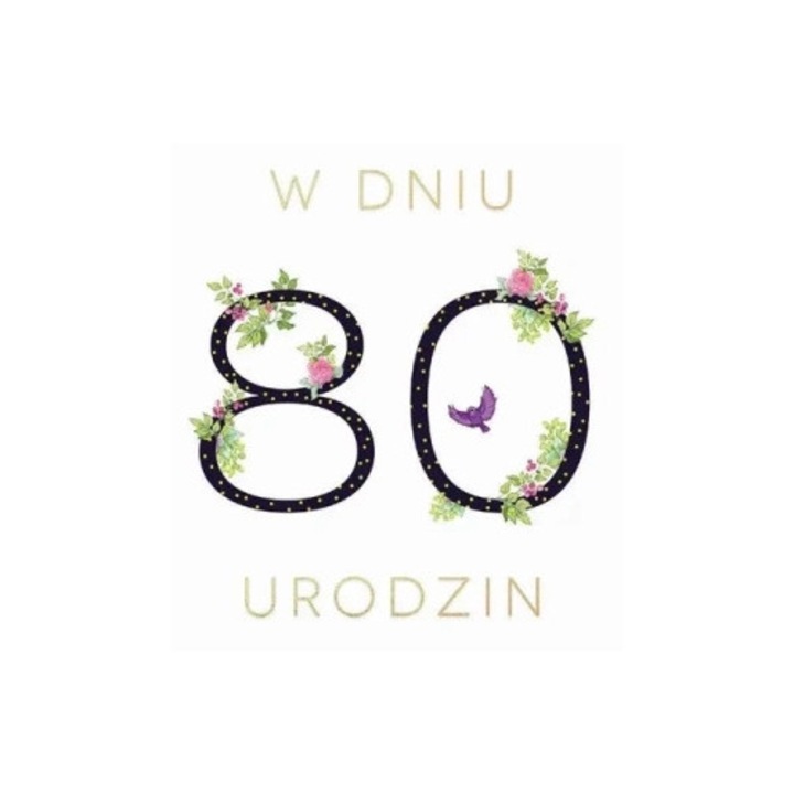 Felicitare Clear Creations, Karnet Swarovski, 80 ani, cu cristale, 15x15cm