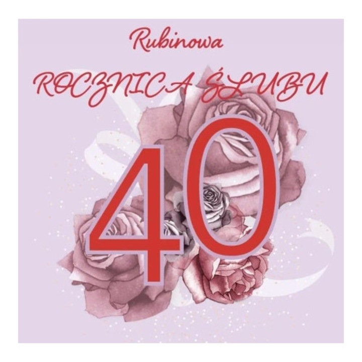 Felicitare Clear Creations kwadrat CL4410 Rocznica Slubu 40 cu cristale Swarovski, handmade, rosu