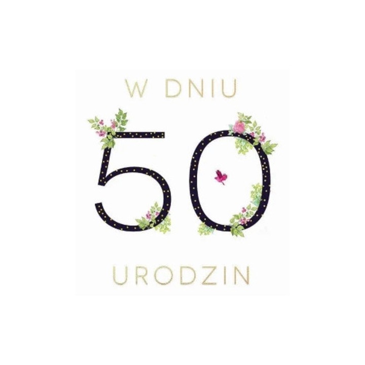 Felicitare Clear Creations kwadrat CL1850_PO cu cristale Swarovski, fara text, 50 ani