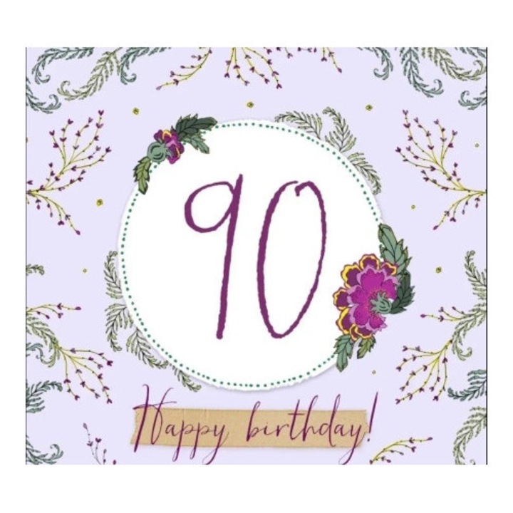 Felicitare Clear Creations kwadrat CL2290 cu cristale Swarovski, fara text, 90 ani