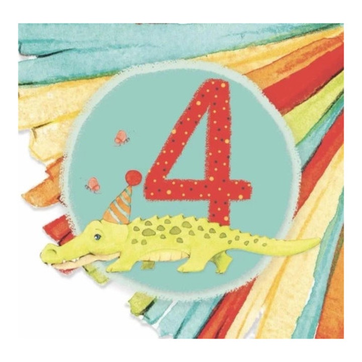 Felicitare Clear Creations, Karnet kwadrat CL4206_PO, Urodziny, 4 Chlopiec, fara text, cu plic