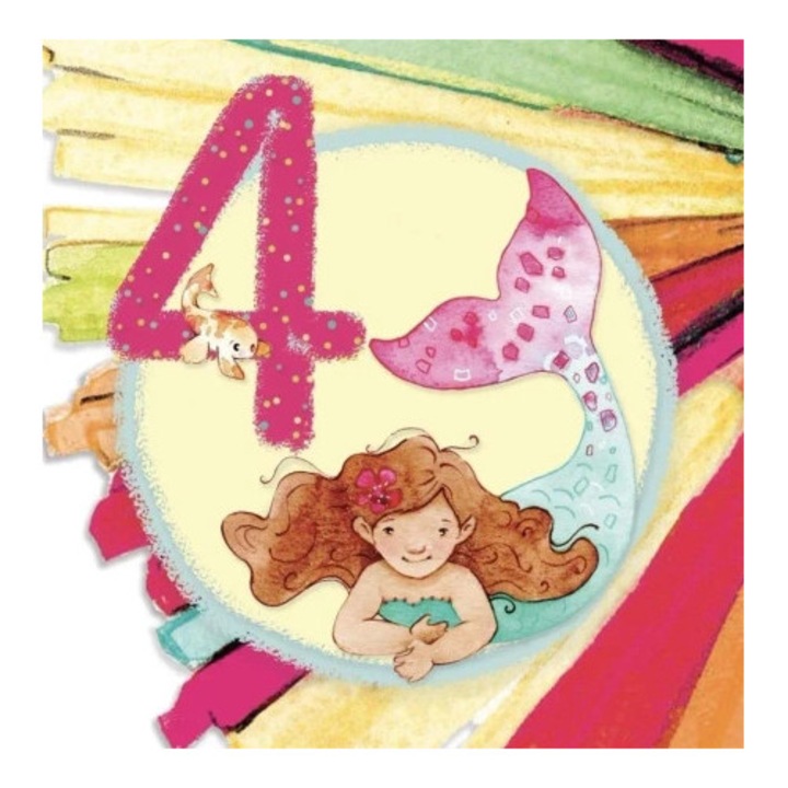 Felicitare Clear Creations, model CL4204_PO, pentru Urodziny, 4 ani, pentru fetita, cu plic, fara text, 15x15cm