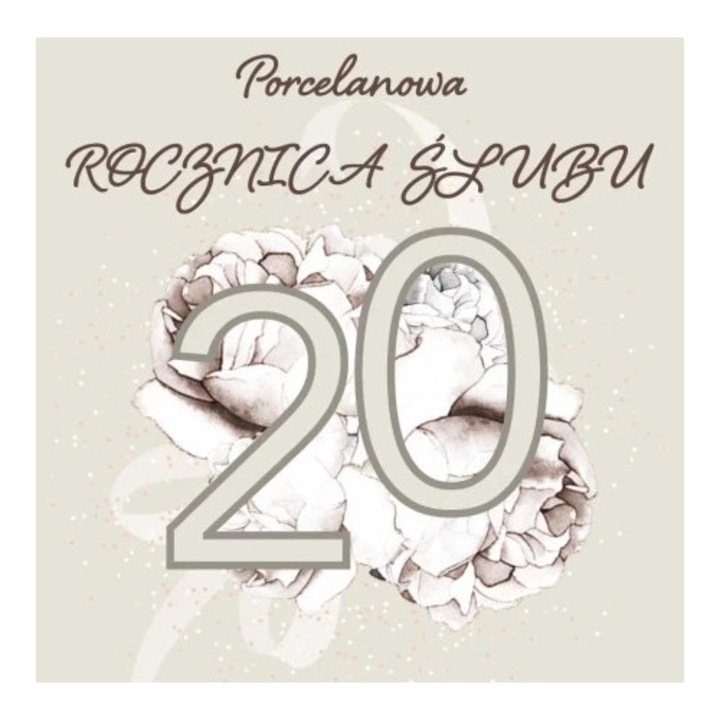 Felicitare Clear Creations kwadrat CL4406 Rocznica Slubu 20, cu cristale Swarovski, handmade, cu plic