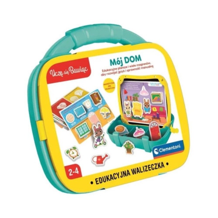 Joc educativ, Clementoni, valiza magnetica, 7 planse, 14 activitati, multicolor