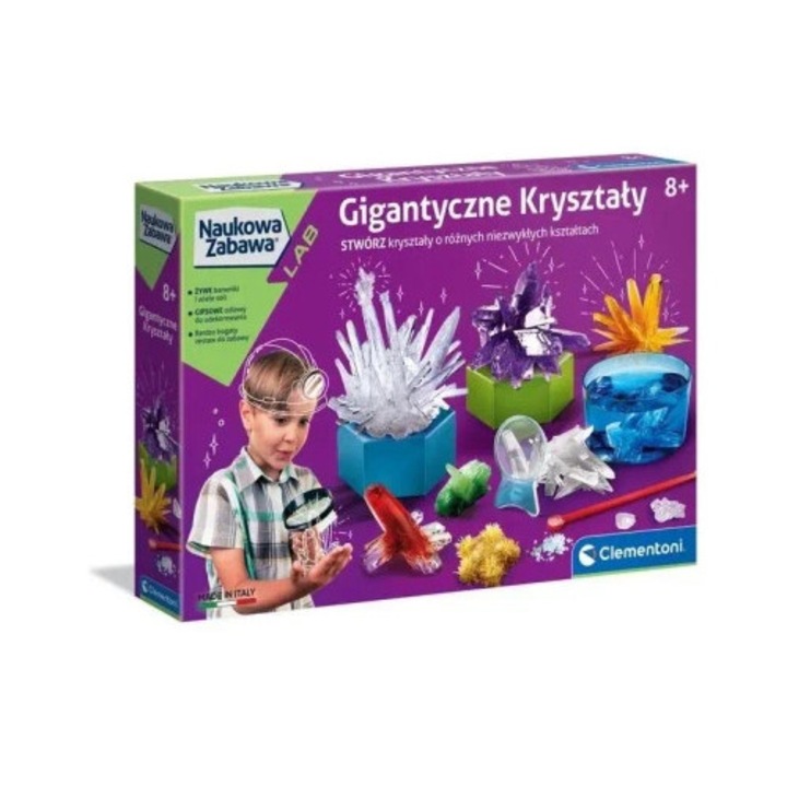 Laborator stiintific Clementoni, cristale gigantice, multicolor, set