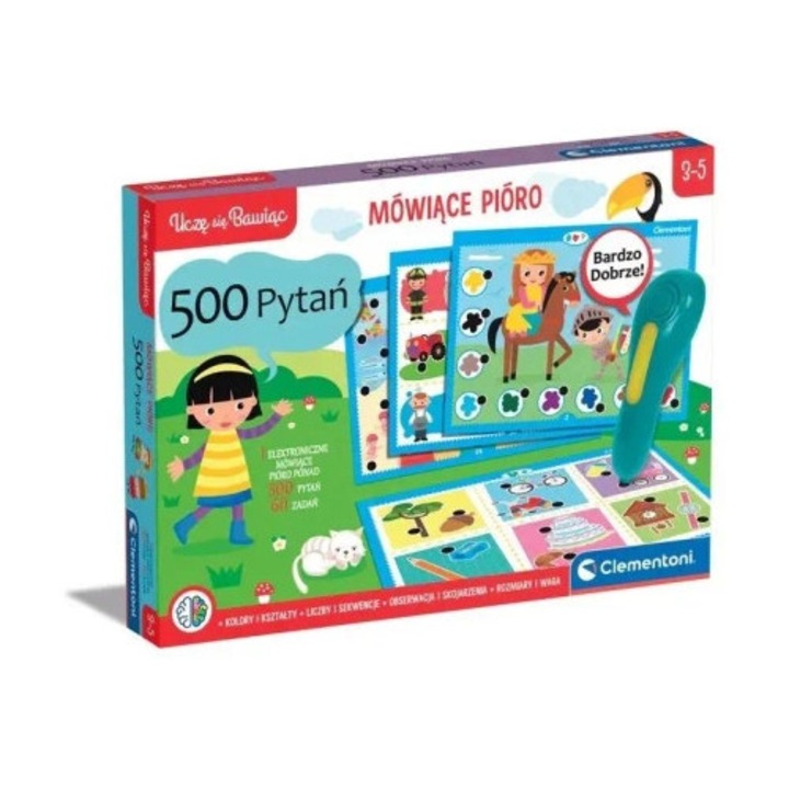 Joc educativ Clementoni, Uce invatand, 30 planse, 500 intrebari, multicolor