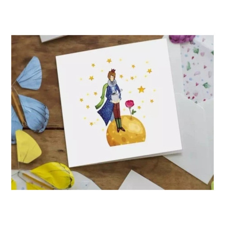 Felicitare patrata cu fluturas zburator Micul Print, Cozywood, 15x15cm