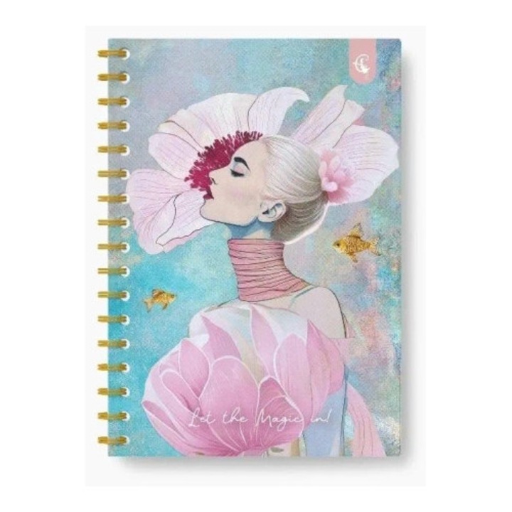 Caiet spiralat Cozywood B5, 160 pagini, 17x24cm, carouri, 80g/m²