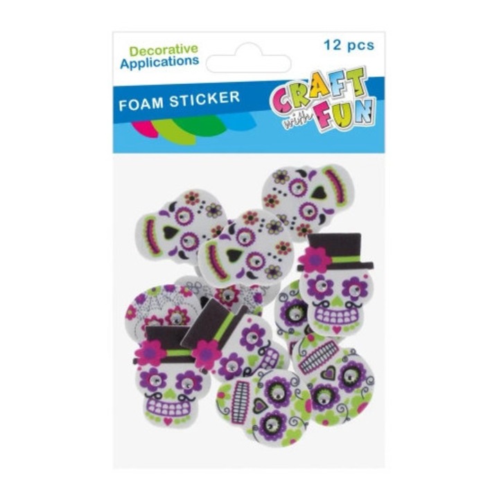 Set 12 Stickere Decorative Eva Autocolante, Craft with Fun, Multicolor, 12x15cm