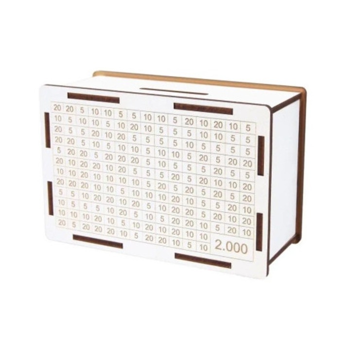 Cresco fa persely, 2000 lej, környezetbarát, megtakarítási táblázattal, 20x15x10cm