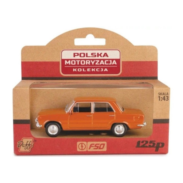 Daffi Fiat 125p modellautó, fém műanyag elemekkel, 1:43, barna színű