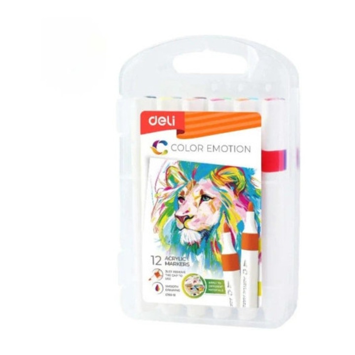 Deli akril filctoll készlet, 12 szín