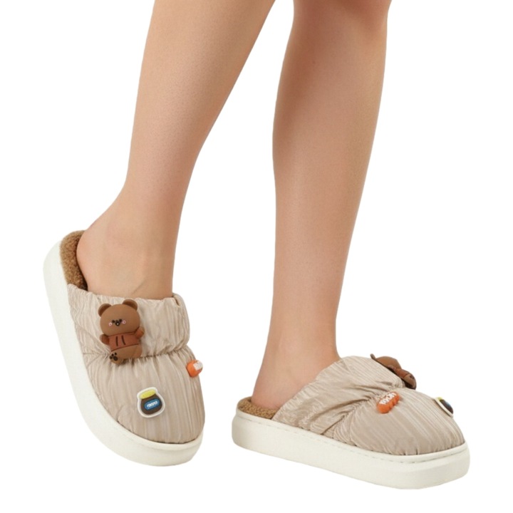 Papuci de casa veseli L713maro 122456, Maro, 36-37