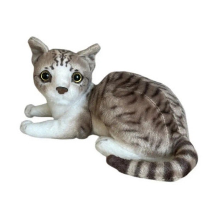 Jucarie de plus, Dubi, pisica alba-gri, 30cm