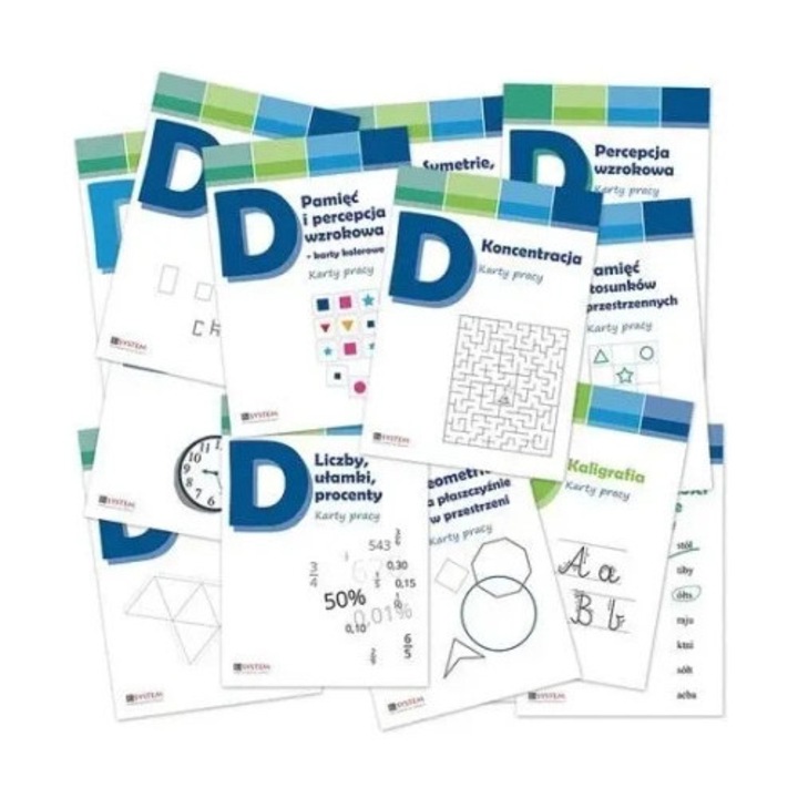 Set de 417 carti de lucru A4, Eduterapeutica SPE 4-8, alb-negru, pentru elevi cu dificultati de invatare, 10-16 ani, Ei System