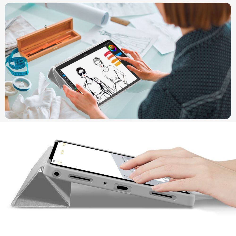 Huse pentru tabletă Samsung Galaxy Tab A9+ Plus 11.0 X210 / X216 - husă inteligentă gri pentru tabletă