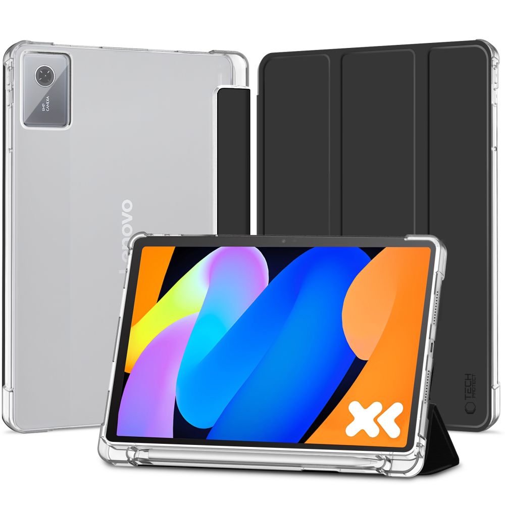 Huse tablet Graffistore pentru Lenovo Idea Tab 11 inch (TB-336) - husă smart neagră pentru tabletă, cu spate transparent, cu suport pentru stylus