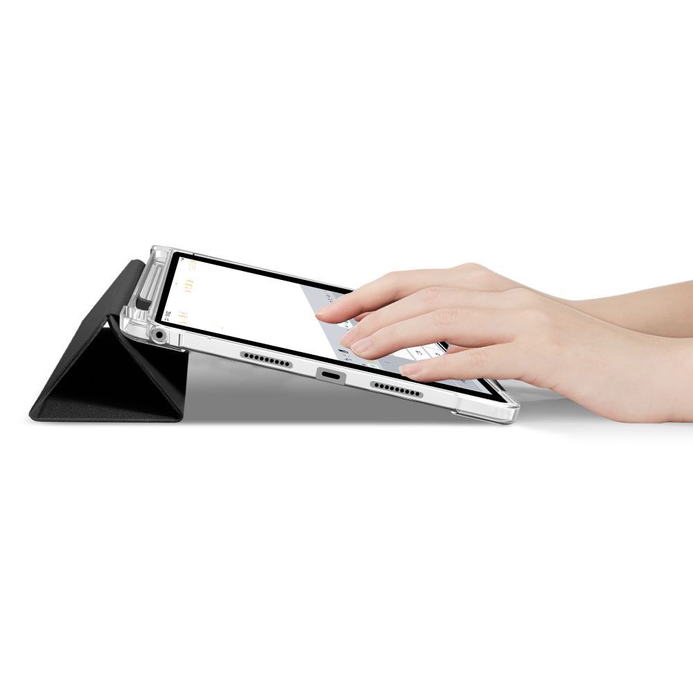 Huse tablet Graffistore pentru Lenovo Idea Tab 11 inch (TB-336) - husă smart neagră pentru tabletă, cu spate transparent, cu suport pentru stylus