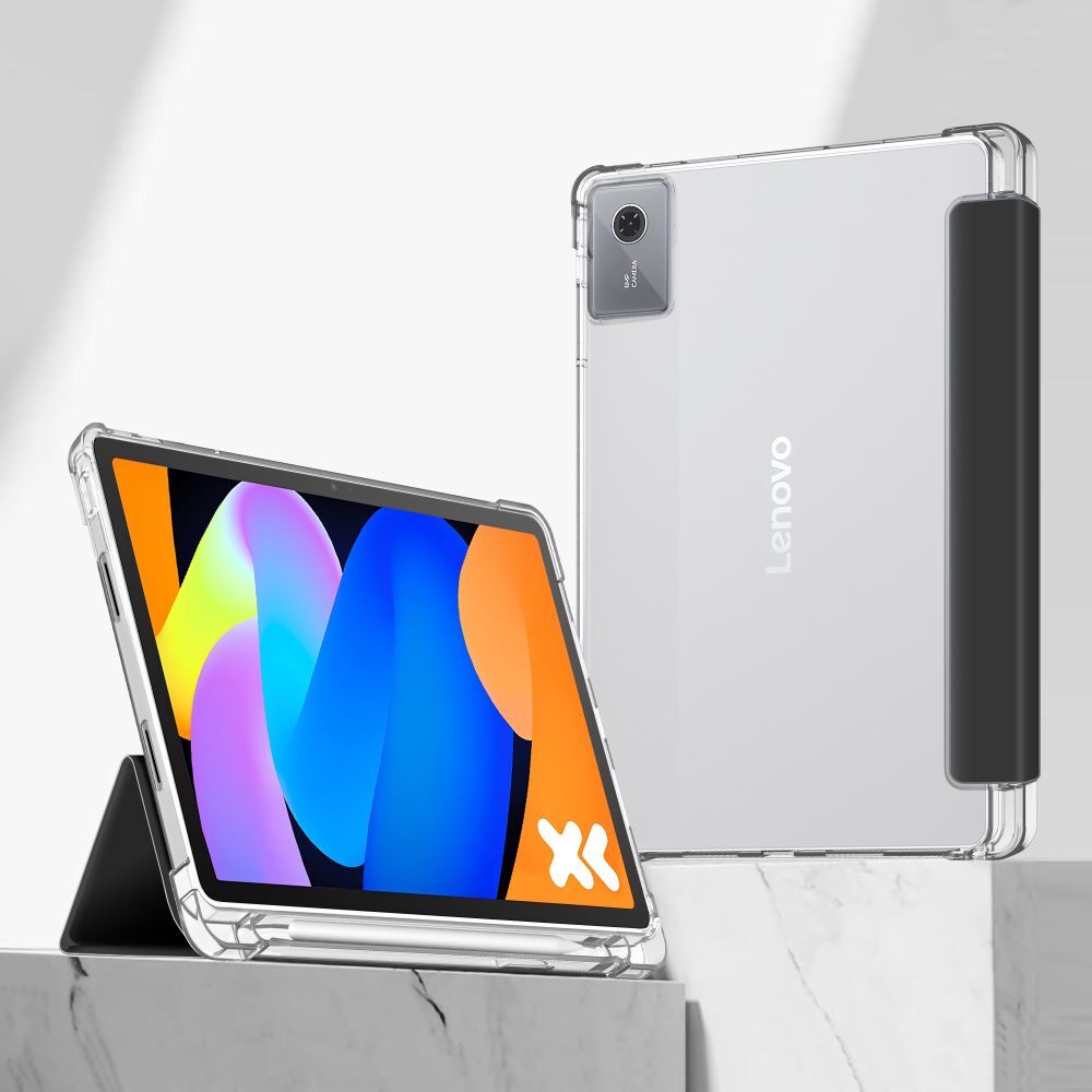 Huse tablet Graffistore pentru Lenovo Idea Tab 11 inch (TB-336) - husă smart neagră pentru tabletă, cu spate transparent, cu suport pentru stylus