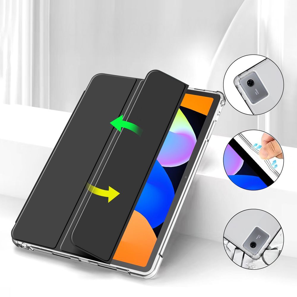 Huse tablet Graffistore pentru Lenovo Idea Tab 11 inch (TB-336) - husă smart neagră pentru tabletă, cu spate transparent, cu suport pentru stylus