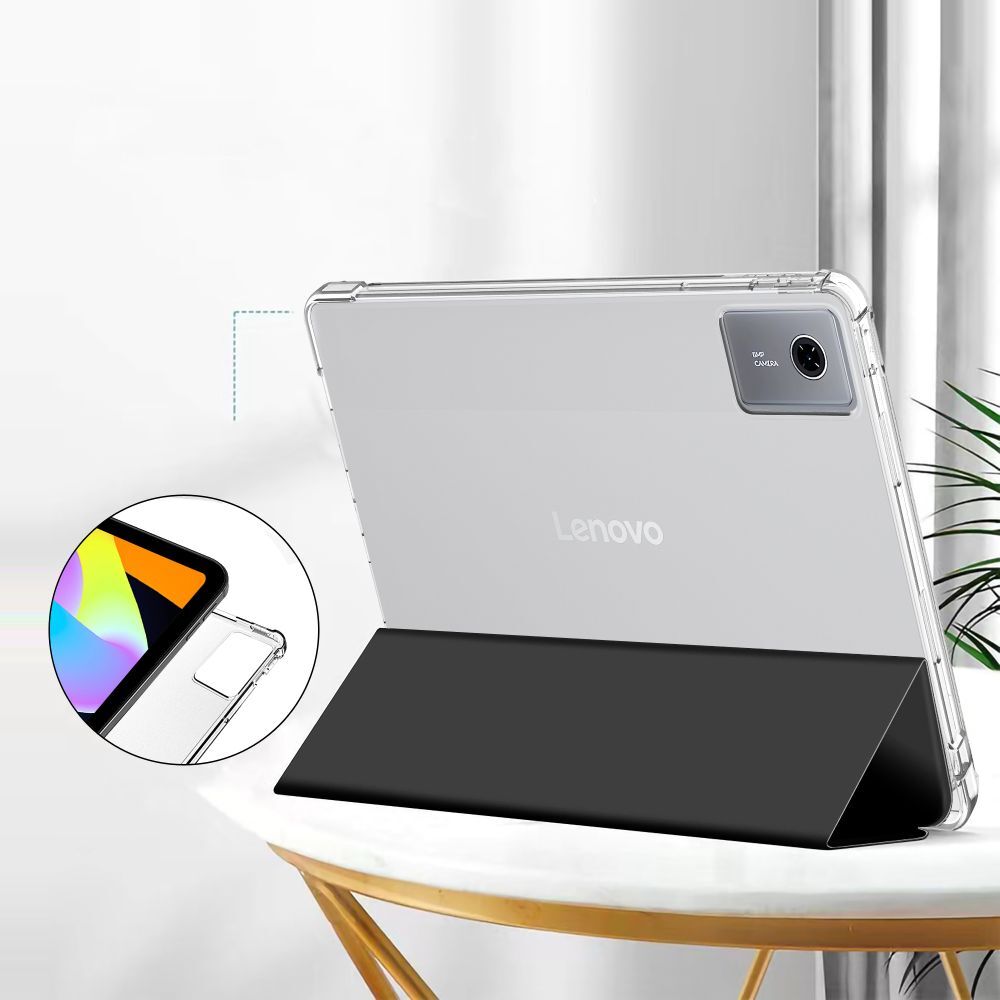 Huse tablet Graffistore pentru Lenovo Idea Tab 11 inch (TB-336) - husă smart neagră pentru tabletă, cu spate transparent, cu suport pentru stylus