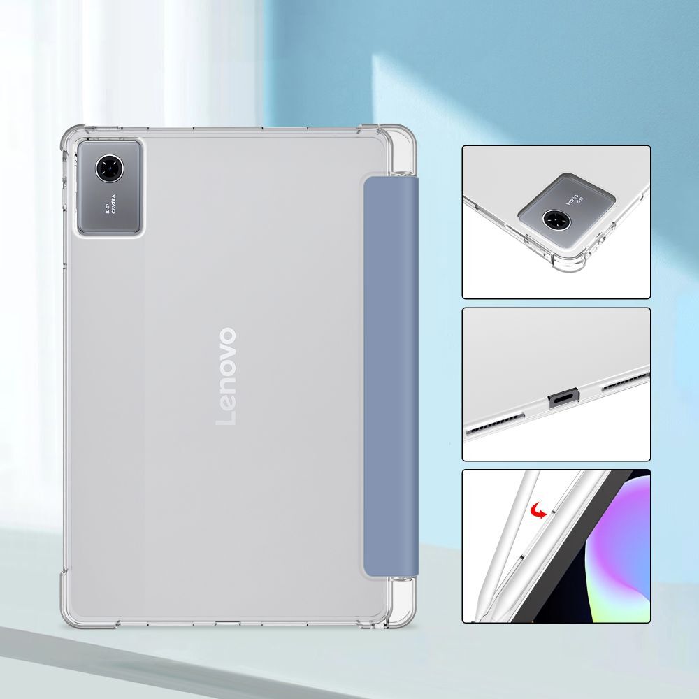 Huse tabletă Graffistore, pentru Lenovo Idea Tab 11 inch (TB-336) inteligentă albastră pentru tabletă, cu spate transparent, cu suport pentru stylus