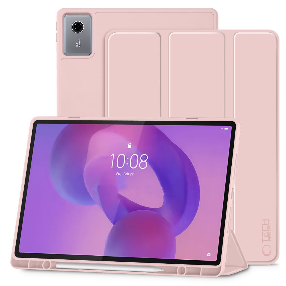 Husa Tech-Protect SmartCase Pen compatibila cu Lenovo Idea Tab Plus, 12.1 inch, Roz