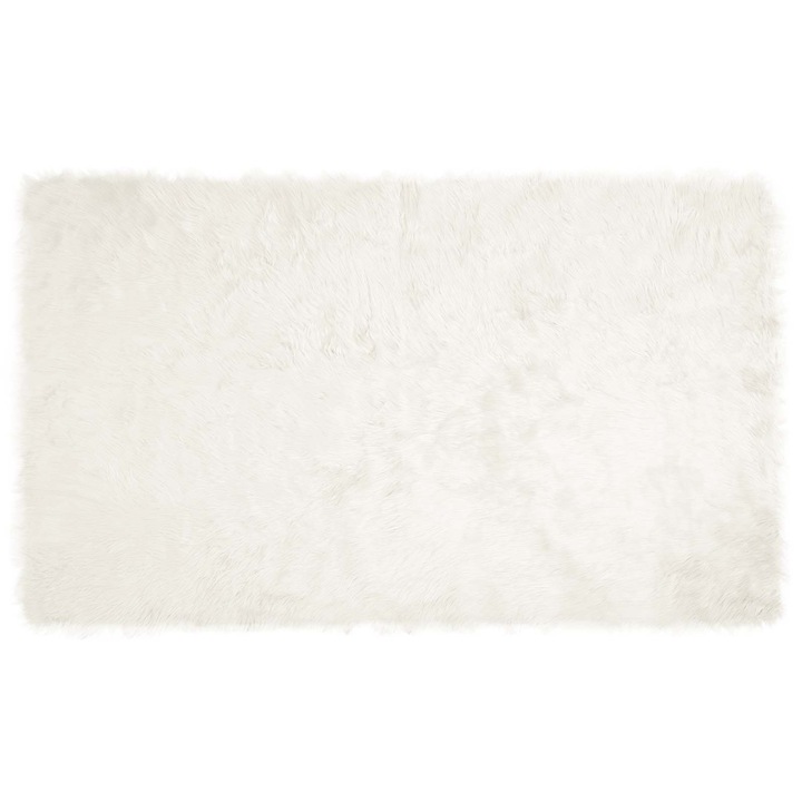 vidaXL Műgyapjú Szőnyeg Tafalla Fehér 100 x 200 cm Poliészter 42021459