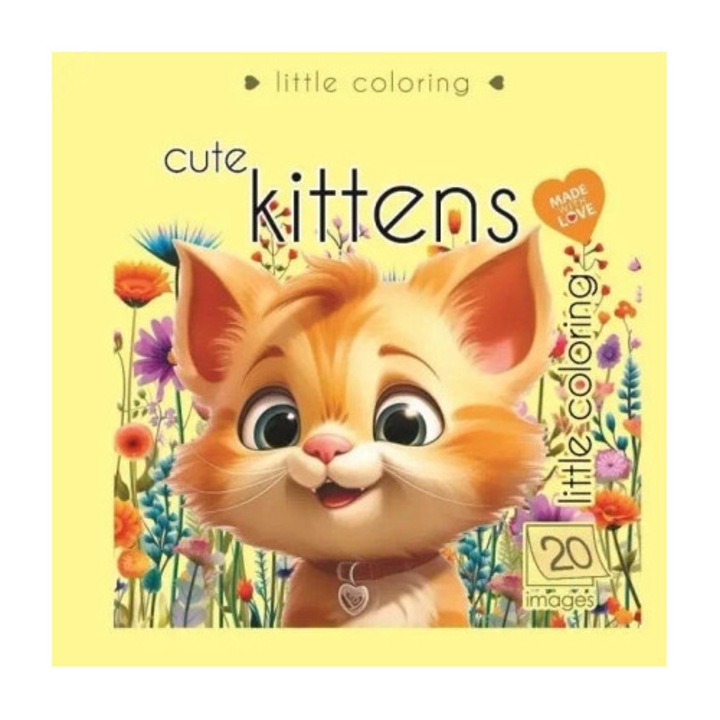 Set colorat pentru copii, Fresh, Pisicute dulci, 20 imagini, galben, 140x140cm