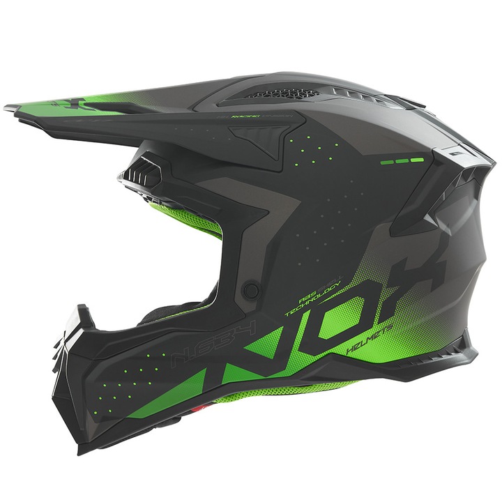 Casca NOX KASK OFF ROAD/CROSS N634, negru mat/neon verde, marimea XXL