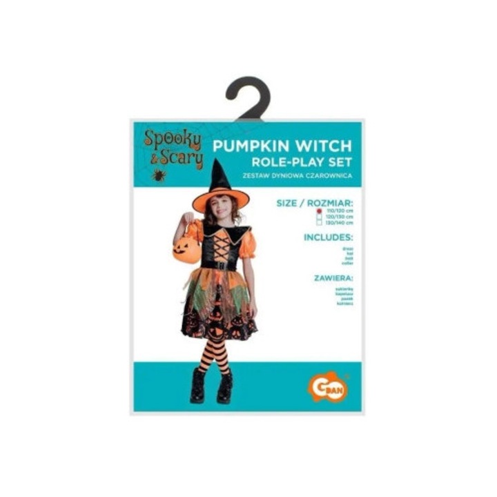 Costum pentru copii set Dyniowa Czarownica, 110/120 cm, multicolor