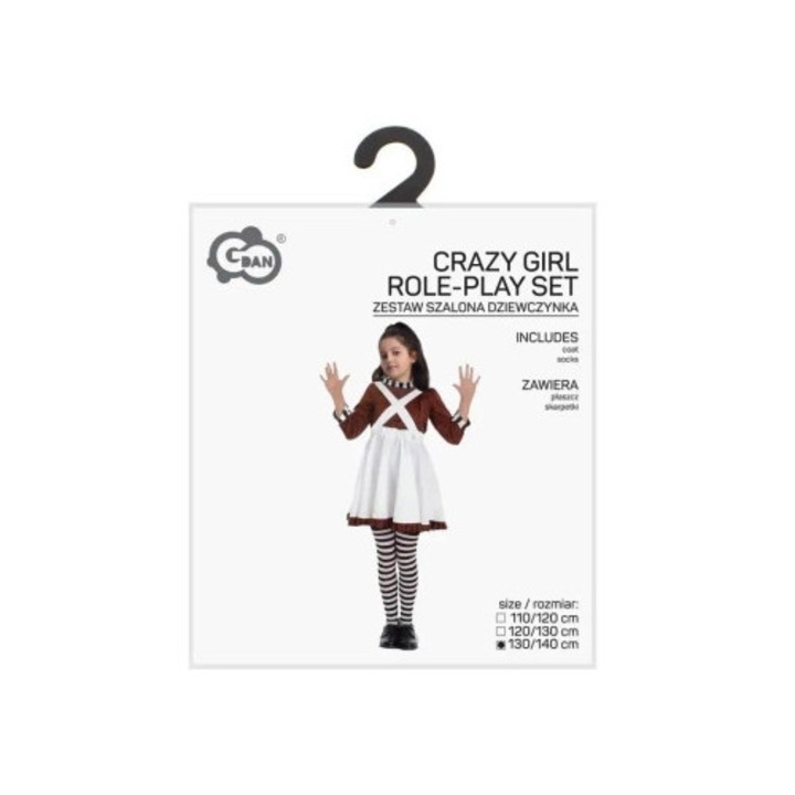 Costum pentru copii Godan, set cu rochie si sosete, alb si maro, 130x140cm