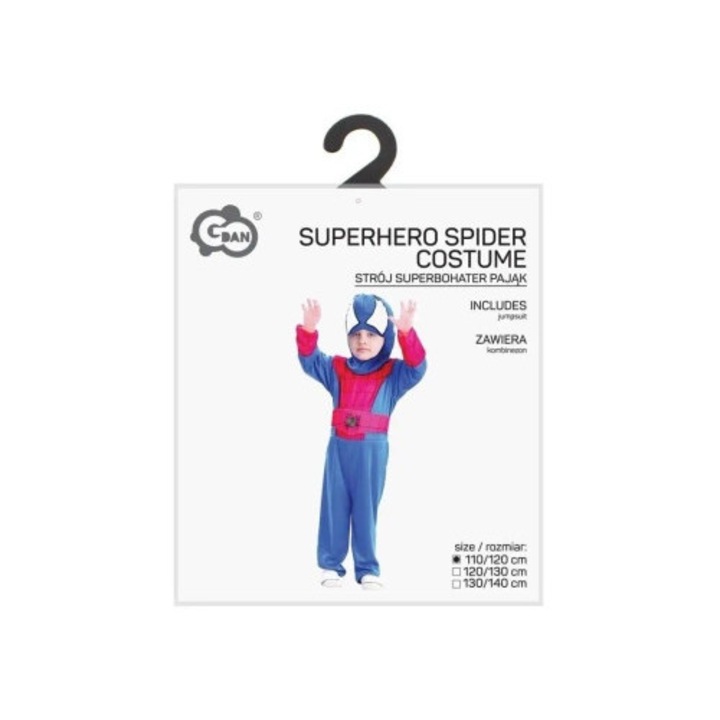 Gyermek szuperhős jelmez, Godan, piros és kék, 110/120cm, 1 darabos szett