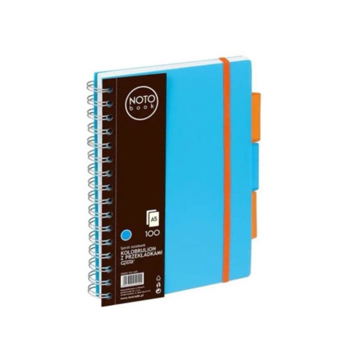 Caiet A5 Grand 100 file, 3 separatoare, polipropilena, multicolor