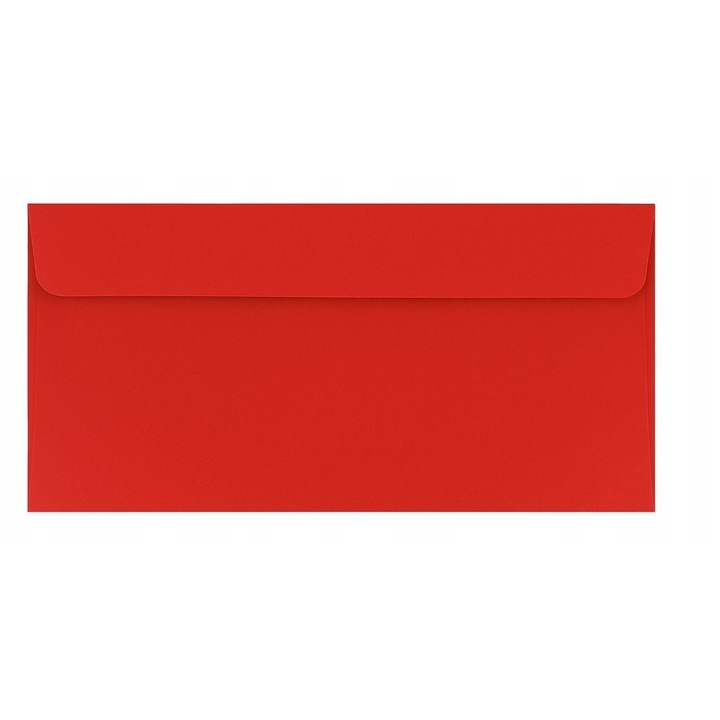 Set Plicuri Decorative, Neopak, Format Dl, Gramaj 120 G/M², Executat Din Hartie, Metoda De Inchidere Autocolanta, Calitate Inalta, 110 X 220 Mm, Rosu, 50 Buc