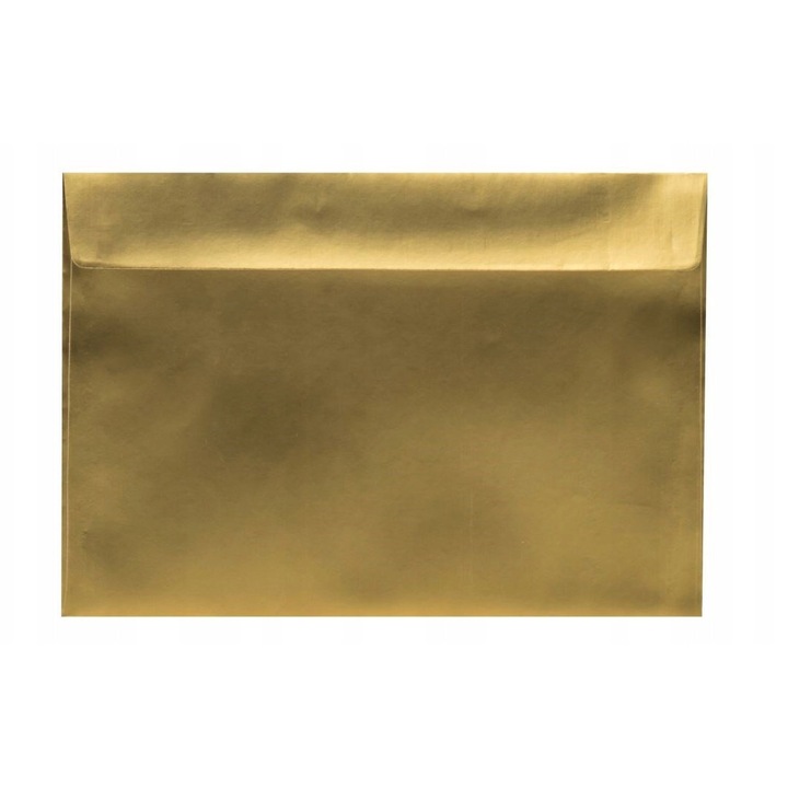 Set Plicuri Decorative, Neopren, Format C5, Gramaj 120 G/M², Executie Din Hartie, Metoda De Inchidere Autocolanta, Calitate Inalta, 162 X 229 Mm, Aurii, 50 Buc
