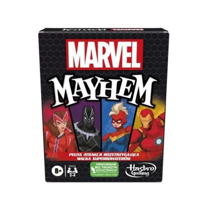 Hasbro Marvel Mayhem társasjáték, 4 kártyapakli, 2-4 játékos részére, többszínű