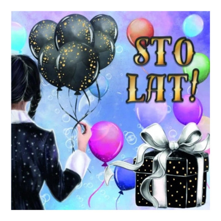 Felicitare HENRY, Karnet KW Czarne balony, 15x15cm, cu coperta colorata, set.