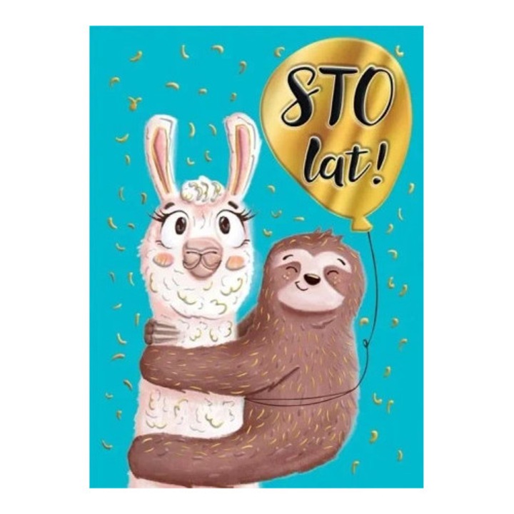 Felicitare B6 HENRY Lama cu lenivt, set cu plic colorat