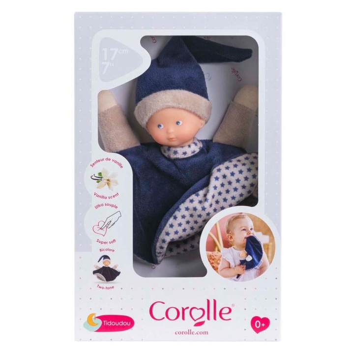 Corolle Tidoudou  Kék puha baba kendő, 17 cm