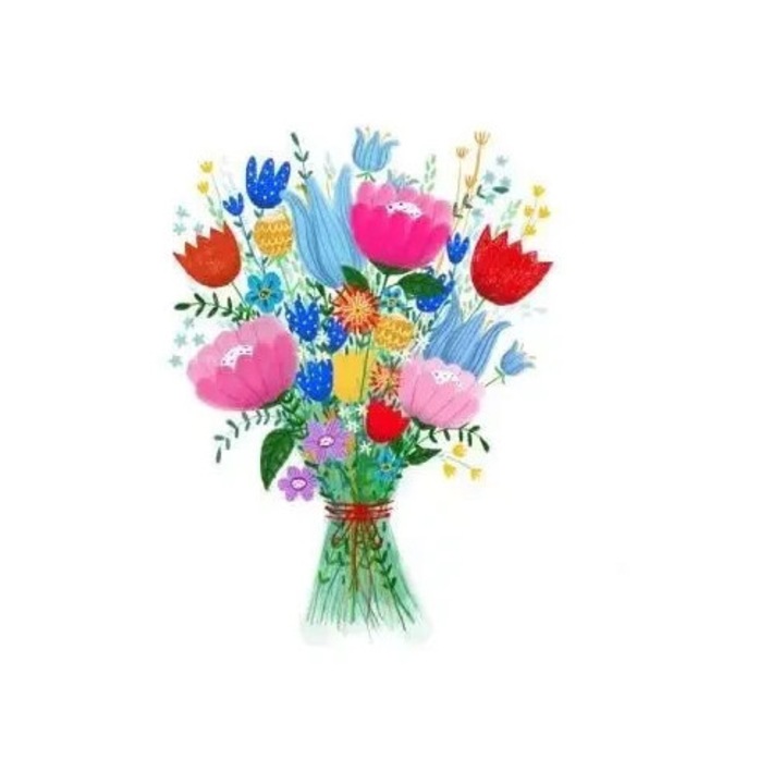 Felicitare HENRY Karnet B6 Kwiaty bukiet, 150x150mm, imprimare hot stamping