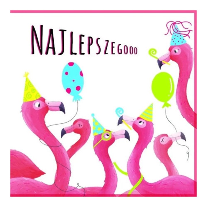 Felicitare HENRY, KW Neon, tloczona, flaming, 15x15cm, set cu envelopa colorata