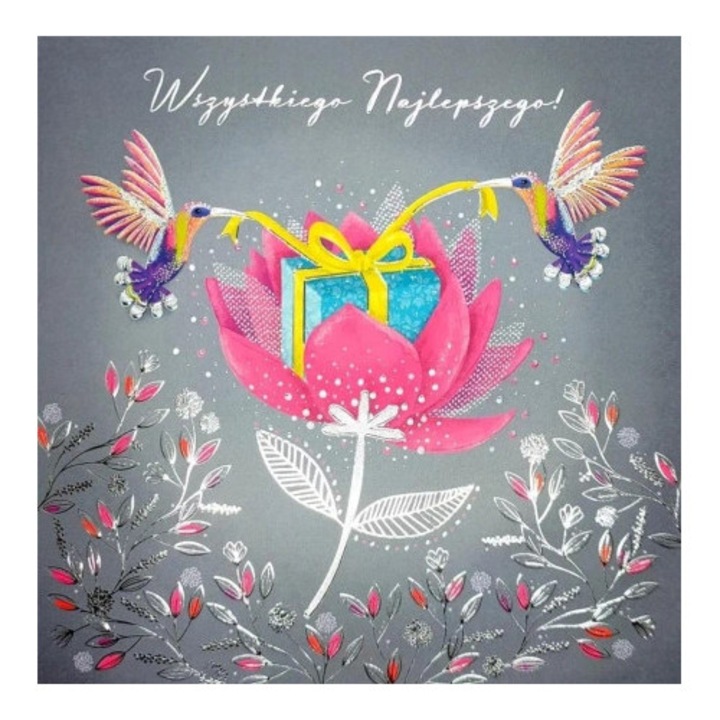 Felicitare HENRY, karnet 15x15cm, cu modele in relief si argintare, cu plic colorat, set.