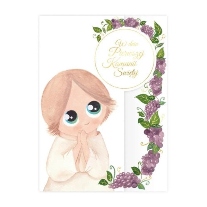 Felicitare B6 HENRY, Comunie, cu text de urari, cu plic inclus