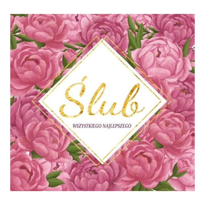 Felicitare HENRY, kwadrat 20x20cm, zlocona, cu biletel si envelopa, set.