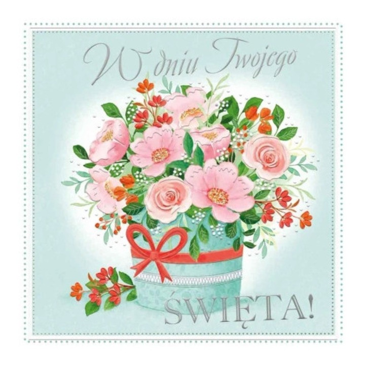 Felicitare HENRY, karnet 15x15cm, cu modele in relief si argintare, set cu envelopa colorata