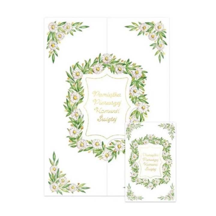 Karnet A5 cu klapka HENRY, set cu biletel de cadou si envelopa, roz